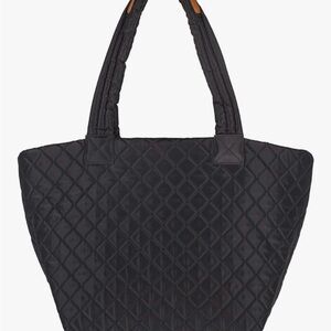 Great for travel! Black Quilted Tote Bag